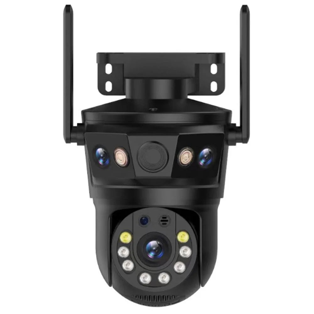Cámara WiFi 12MP Tríple Lente PTZ Exterior | Visión 360°, Detección Humana y Resistente al Agua