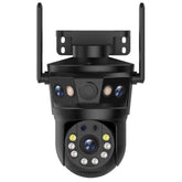 Cámara WiFi 12MP Tríple Lente PTZ Exterior | Visión 360°, Detección Humana y Resistente al Agua