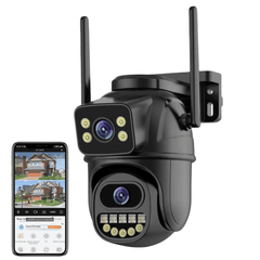 Cámara 4K PTZ 8MP Dual Lens WiFi – Doble Pantalla y Detección Automática