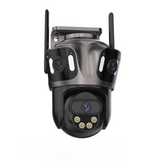 Cámara WiFi 12MP Tríple Lente PTZ Exterior | Visión 360°, Detección Humana y Resistente al Agua