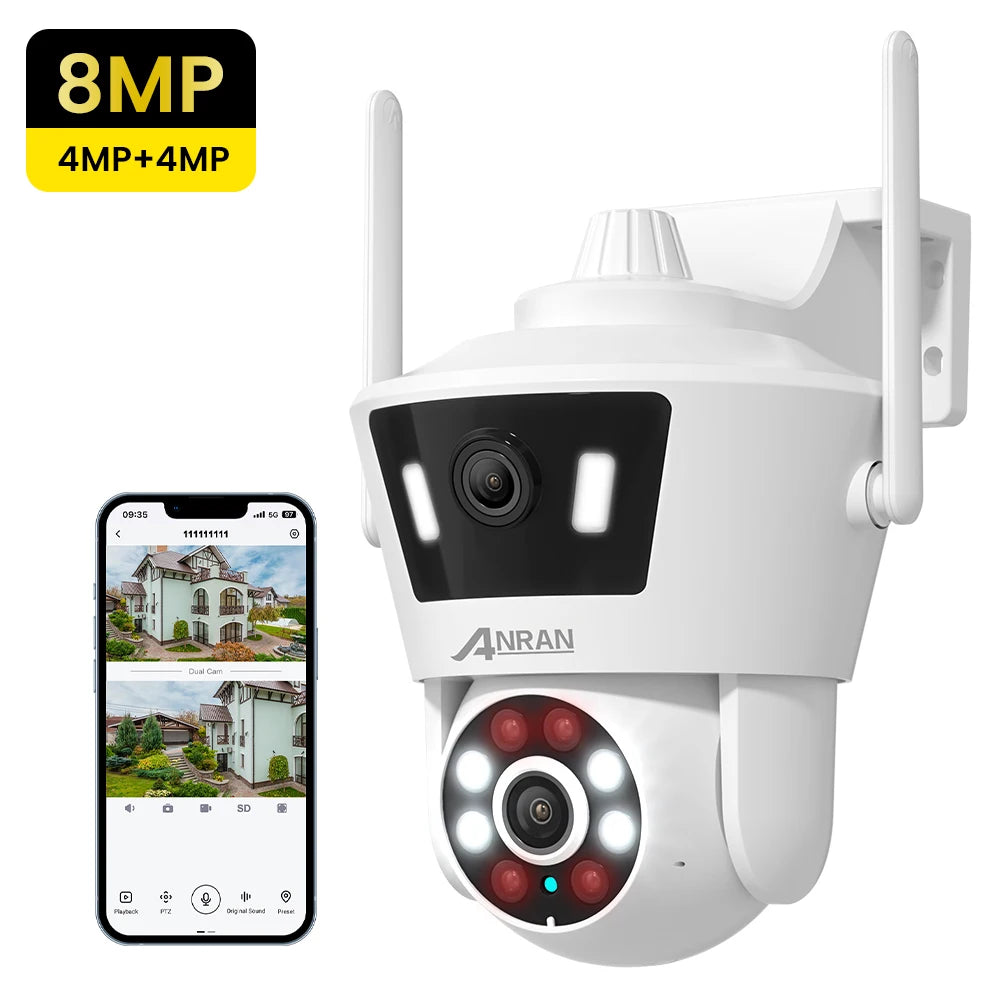 Cámara WiFi 2K de Doble Lente con Visión Nocturna, Seguimiento Automático y Audio Bidireccional – Compatible 2.4G/5G