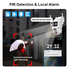 Cámara WiFi 2K de Doble Lente con Visión Nocturna, Seguimiento Automático y Audio Bidireccional – Compatible 2.4G/5G