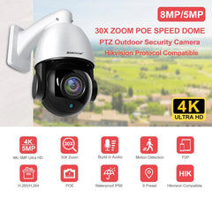 Cámara PTZ POE 4K Exterior – Zoom Óptico 30X y Seguimiento Automático - BestTek DRS