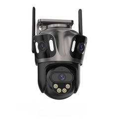 Cámara WiFi 12MP Tríple Lente PTZ Exterior | Visión 360°, Detección Humana y Resistente al Agua