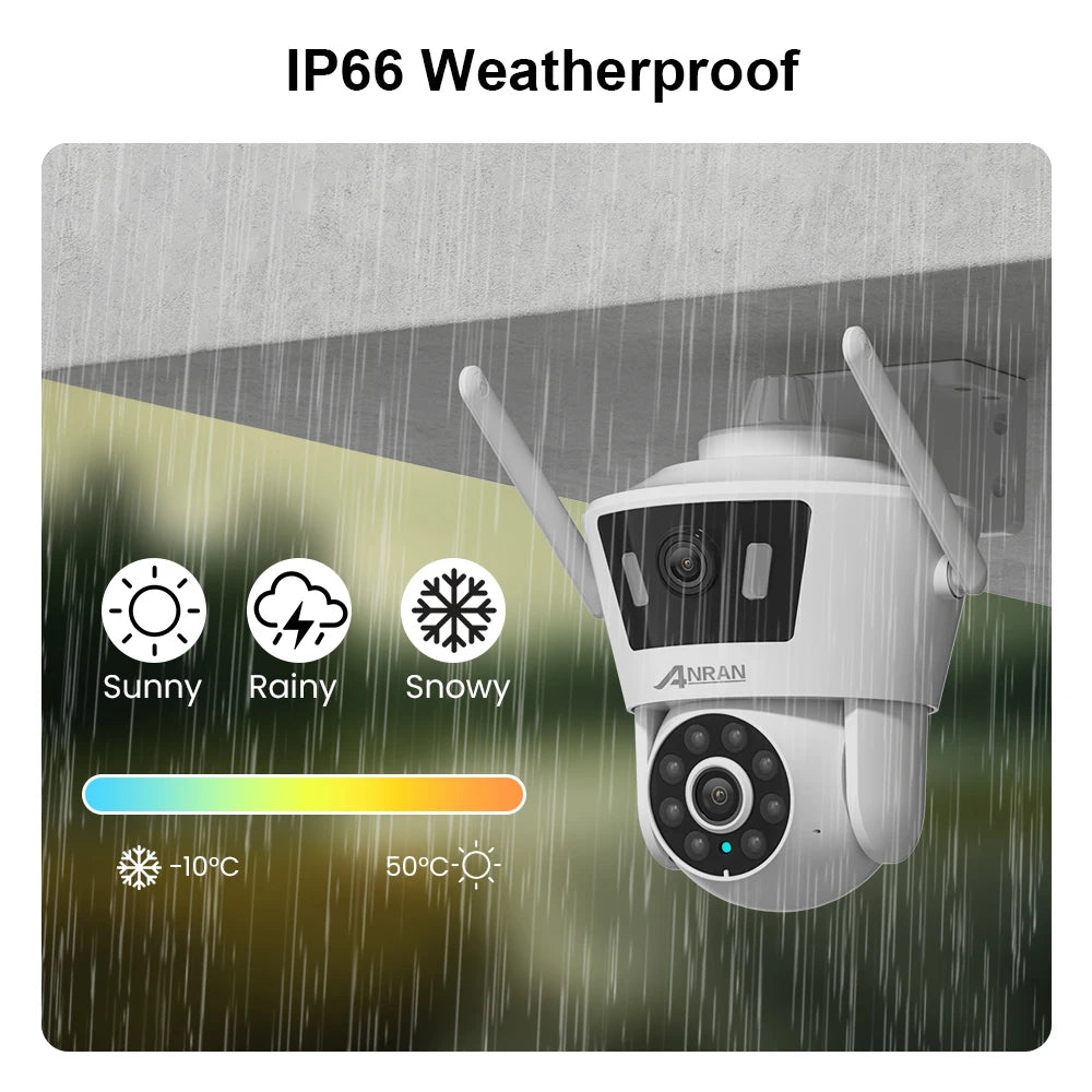 Cámara WiFi 2K de Doble Lente con Visión Nocturna, Seguimiento Automático y Audio Bidireccional – Compatible 2.4G/5G