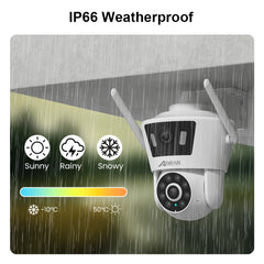 Cámara WiFi 2K de Doble Lente con Visión Nocturna, Seguimiento Automático y Audio Bidireccional – Compatible 2.4G/5G