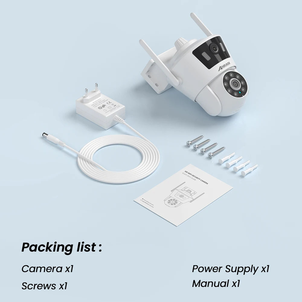 Cámara WiFi 2K de Doble Lente con Visión Nocturna, Seguimiento Automático y Audio Bidireccional – Compatible 2.4G/5G