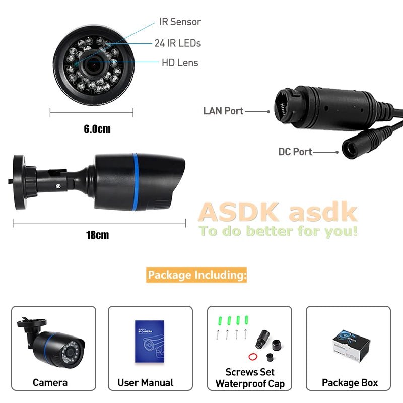 Cámara Bala POE IP65 – Exterior Impermeable con Visión Nocturna IR 30 m - BestTek DRS