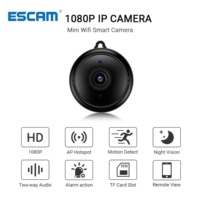 Cámara Mini WiFi Escam V380 1080P – Vigilancia Interior con Visión Nocturna - BestTek DRS