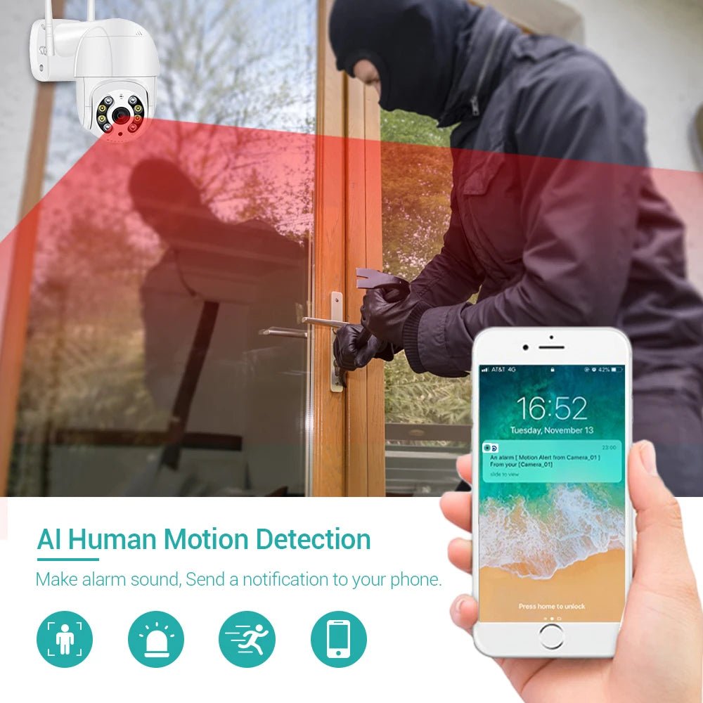 Cámara PTZ Mini 4K WiFi con Seguimiento Automático – Visión Nocturna y Zoom Digital - BestTek DRS