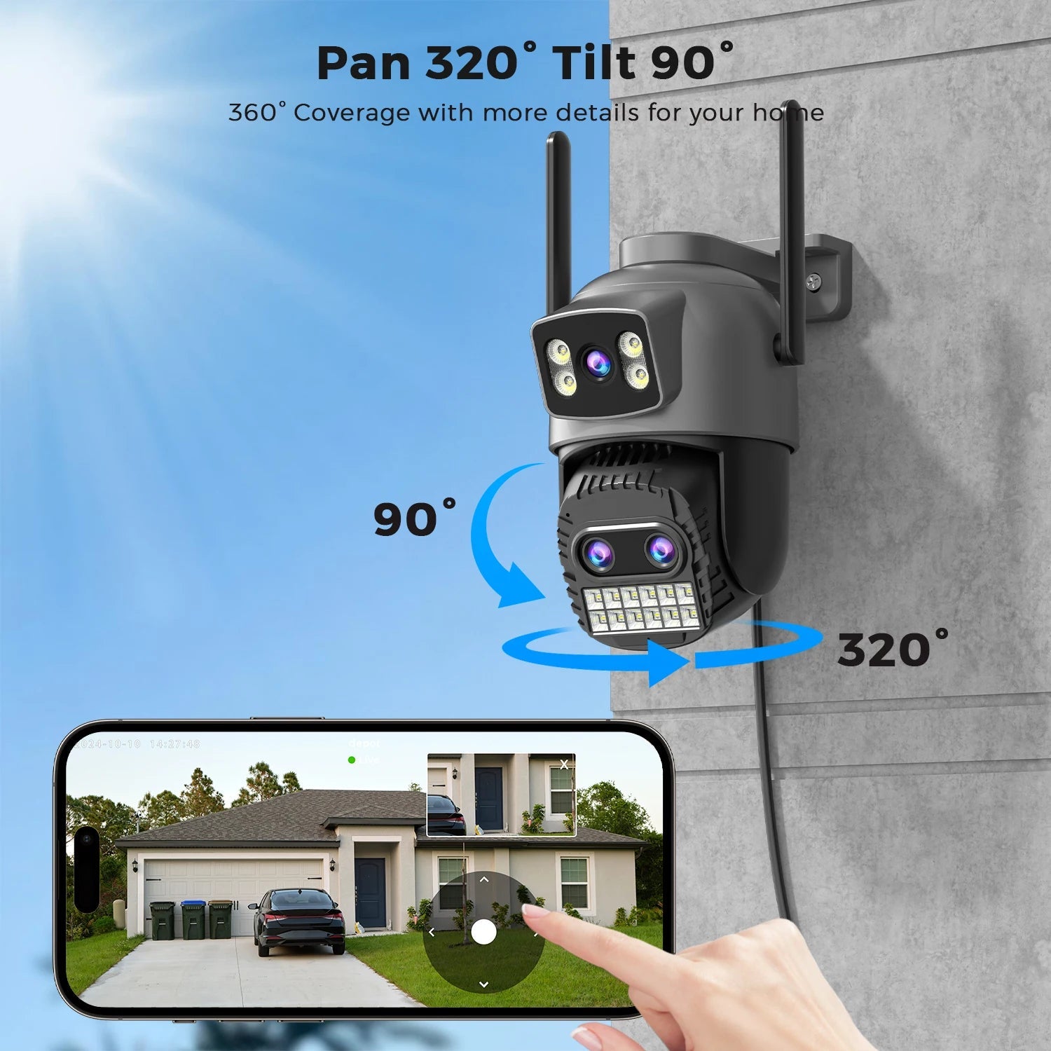 Cámara PTZ WiFi Exterior 15MP – Zoom Digital 10X y Detección Humana - BestTek DRS