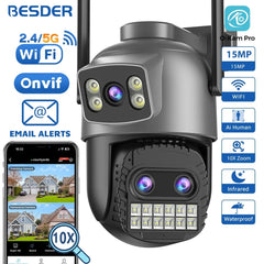 Cámara PTZ WiFi Exterior 15MP – Zoom Digital 10X y Detección Humana - BestTek DRS