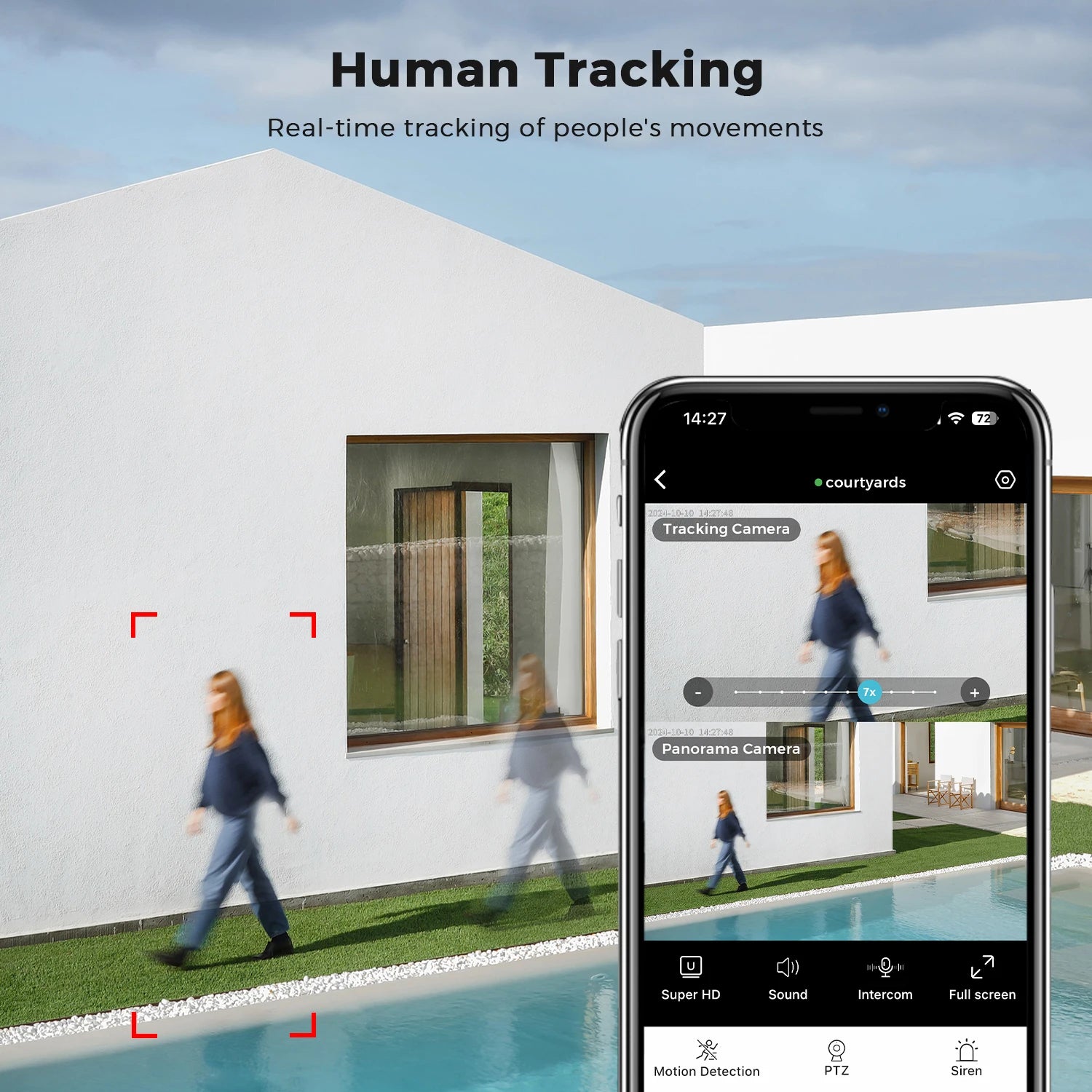 Cámara PTZ WiFi Exterior 15MP – Zoom Digital 10X y Detección Humana - BestTek DRS