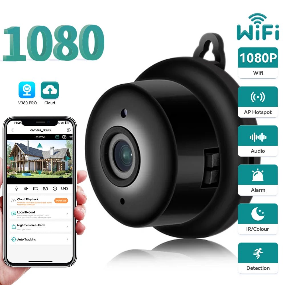 Mini Cámara WiFi Interior 1080P – Detección de Movimiento y Audio Bidireccional - BestTek DRS
